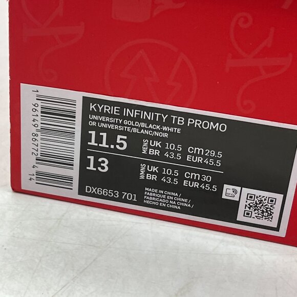 Nike Kyrie Infinity TB Promo Size 11.5 Gold White DX6653-701 Men Shoes Sneakers - Picture 7 of 8